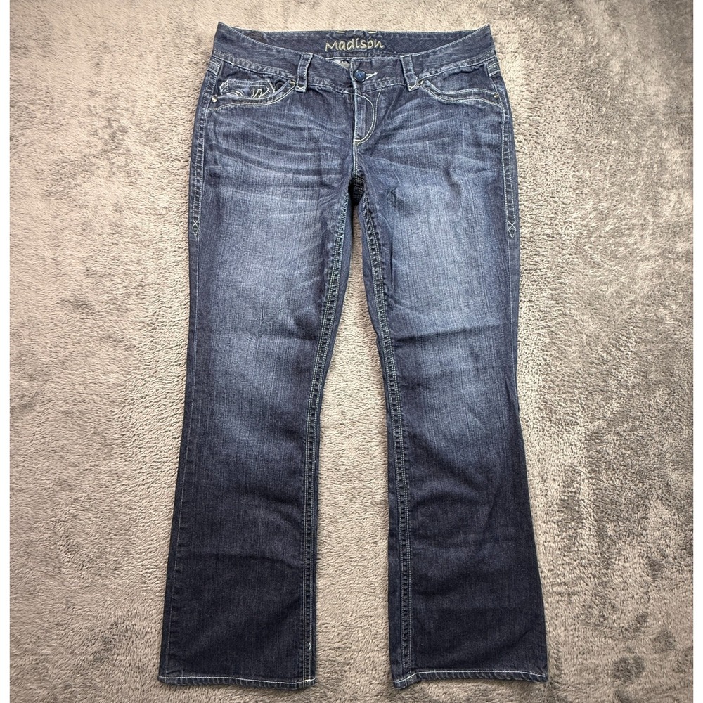 Y2K Madison Bootcut Jeans Dark Wash Denim Womens 36x33 Stretch Cotton Low Rise